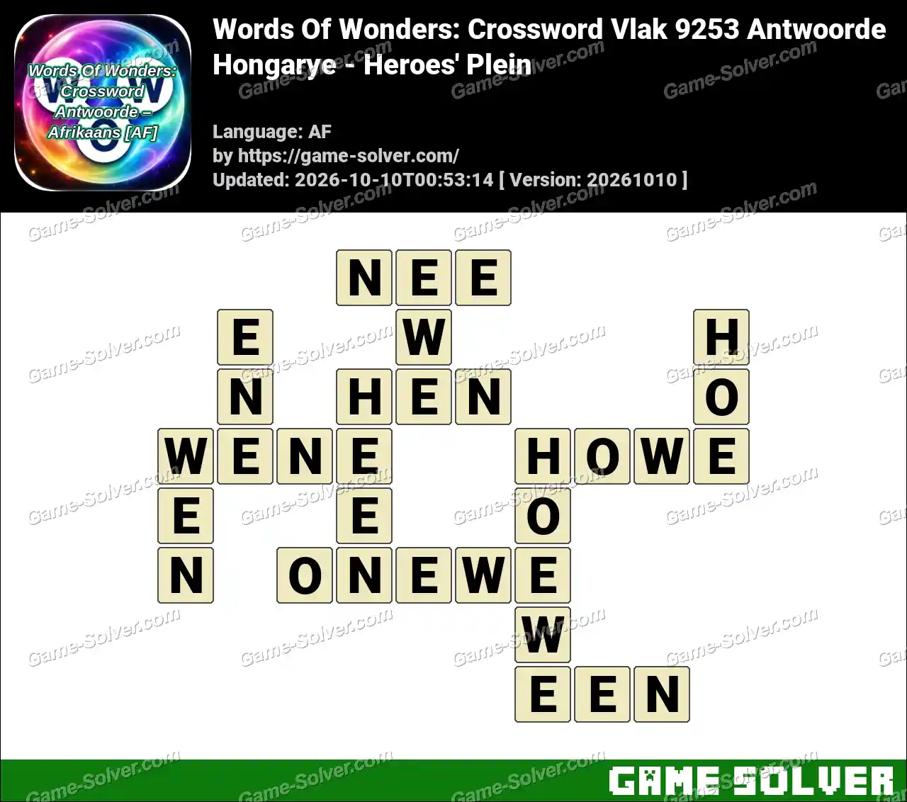 Words Of Wonders: Crossword Vlak 9253 Antwoorde – Hongarye – Heroes’ Plein